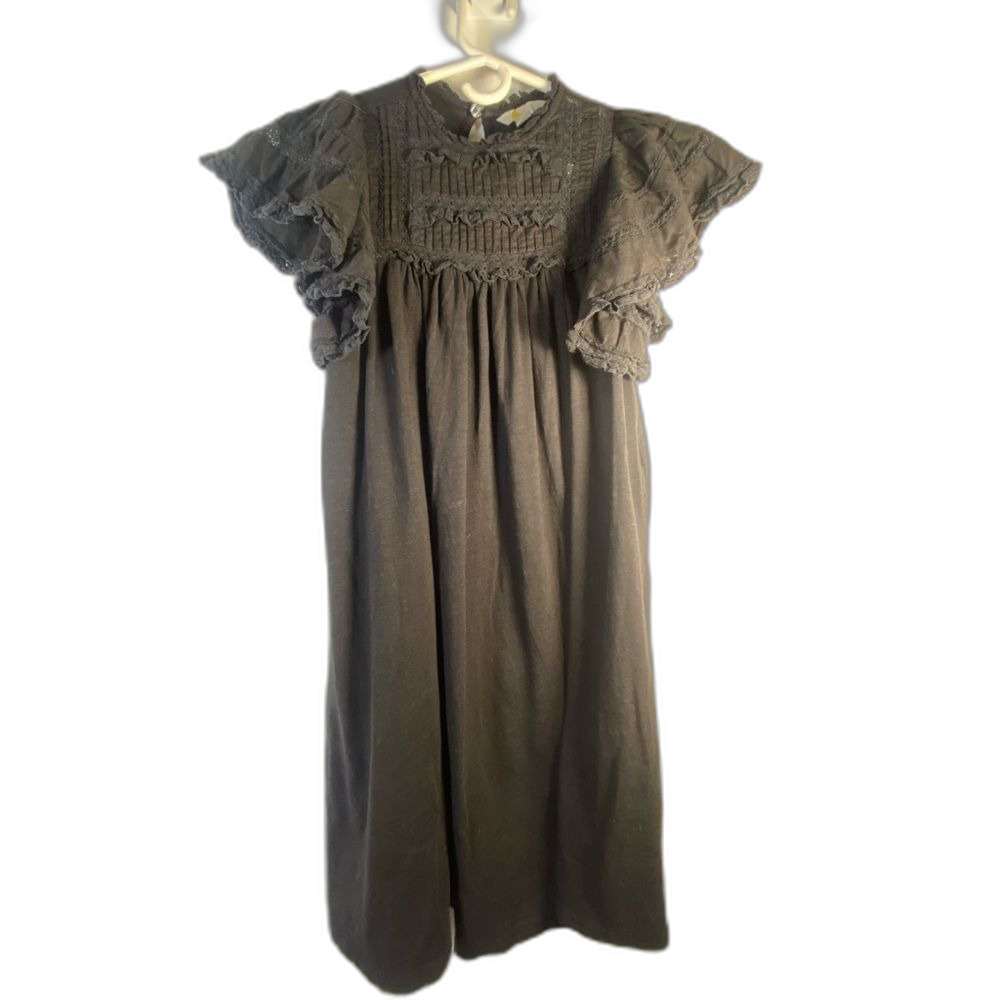 Boden Black Midi Dress with Ruffled Sleeves